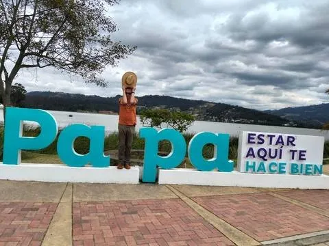 The Paipa lakeside sign — a favorite photo stop